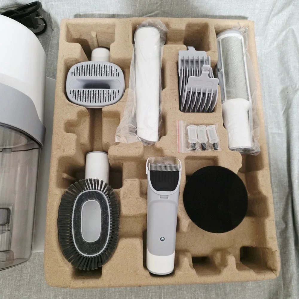 Pet Grooming Vacuum Kit with Clippers, Professional Dog Cat Grooming Tools White